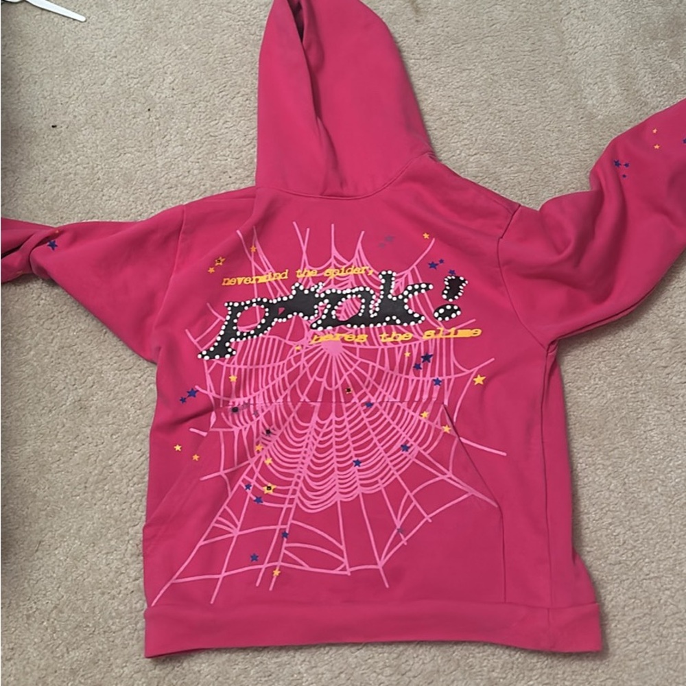 SP5DER HOODIE PINK SIZE SMALL